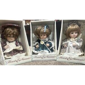 Vintage Hearts & Memories Porcelain Doll Lot of 3 - New in Box - Victorian Style